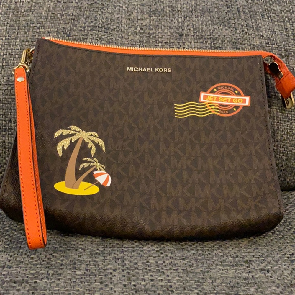 Brown embellished Micheal Kors Clutch